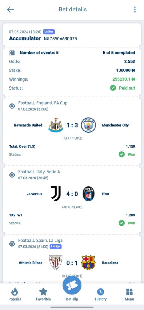 Daily_booom's tweet photo. BOOOOOOOOOM! ✅✅✅🍏🍏🍏🔥🔥🔥🎉🏆🙏🛍️

2.50ODDS ISSABOOM 🙌 

250K in the bag 💰 

Congratulations if you fed on it 

Not on 1XBET yet 👉https://t.co/C3fjlgeqCo

Promo code 👉 1XTBOOM1 to get welcome bonus 

@MisturBets @SmoothDeliveryy @pbtips_ https://t.co/SD3dshYbgN
