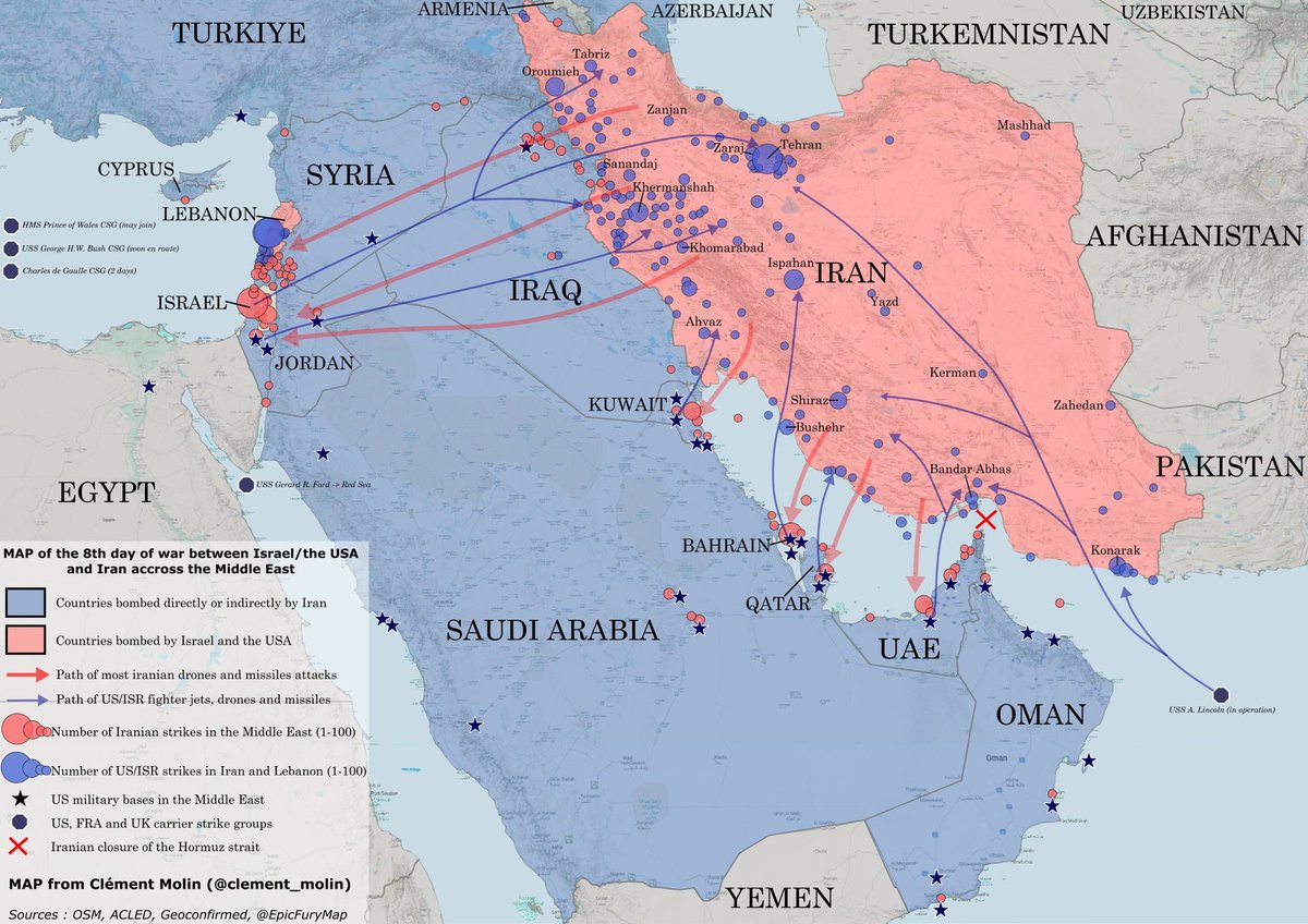 <a href="/Megatron_ron/">Megatron</a> 🚨🚨🚨 9 DAYS OF WAR. 4,500 STRIKES. AND IRAN IS STILL FIRING. HERE'S WHAT NOBODY IS TELLING YOU. 🚨🚨🚨

The most detailed battlefield map just dropped and the numbers are STAGGERING.

In 9 days, the U.S. and Israel launched 4,500 strikes across Iran. Iran fired back 3,500