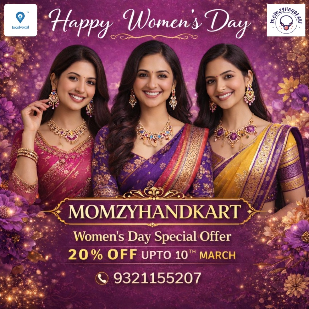 LocalVocalApp's tweet photo. 🌸Celebrate the beauty &amp; strength of every woman this Women's Day✨
💜Make your day special with jewellery💃🏻

🤝Collaborate with LocalVocal to promote your own business on various social media platforms:
https://t.co/Wpva347iIa

#MomzyHandkart #LocalVocal #JewelleryLove #Trending https://t.co/lrjYse19Po