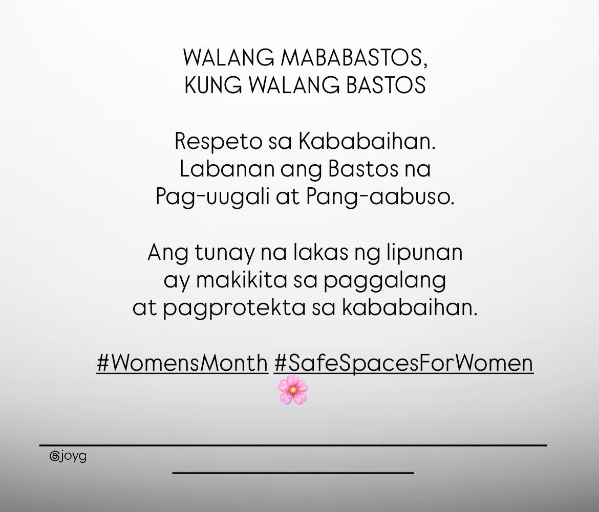 Happy Women’s Month!✊🏻💜

Ilaban ang pantay na karapatan at proteksyon para sa lahat ng kababaihan!

#AbanteBabae