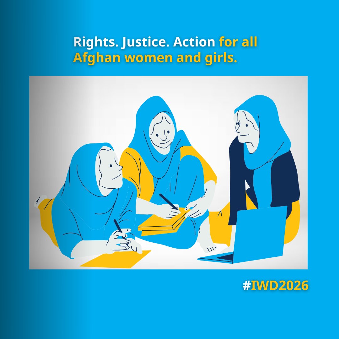 UNICEFAfg's tweet photo. On #IWD2026, @UNICEFAfg calls for Rights. Justice. Action. for all Afghan women &amp; girls. For 6 months, our female national staff have been denied access to our offices. We echo the UN’s call to immediately lift this ban.
Their role is essential to delivering lifesaving services. https://t.co/nhlpobfUOT
