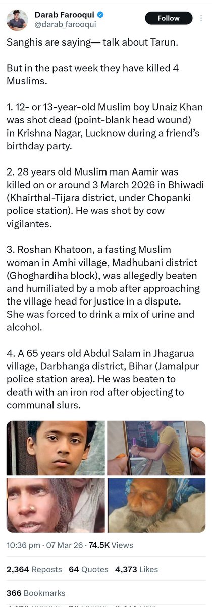 PplesRobinHood's tweet photo. @Abhinav_Pan तरुण के प्रकरण ने आपके भीतर का संघी जागृत कर ही दिया।

लेकिन उस संघी को यह नजर नहीं आता उसने पिछले हफ्ते चार मुसलमानो की हत्या की है।

तरुण के मामले को केवल हिंदुओं को डराने के लिए प्रमोट किया जा रहा है।

डरेगा हिन्दू, तभी तो भाजपा को वोट करेगा हिन्दू।

#TarunKumar #TarunDelhi https://t.co/8o7axxXQWK