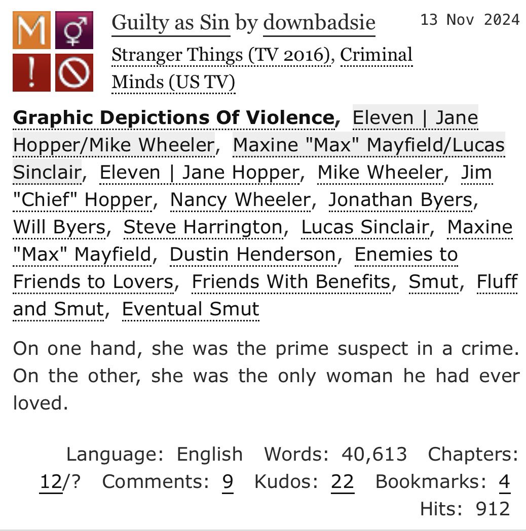 MilevenFics's tweet photo. #MilevenFicRec
Guilty as Sin
by downbadsie
https://t.co/kmpM5gJIAL
#WIP #LongFic #ModernAU #Angst #EnemiesToLover https://t.co/sU1xIB8Pa1
