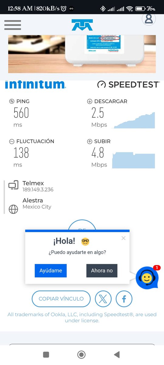 Joshio5's tweet photo. hey @TELMEXSoluciona tengo mi servicio súper lento ya varias horas así https://t.co/OCFP91OYsg