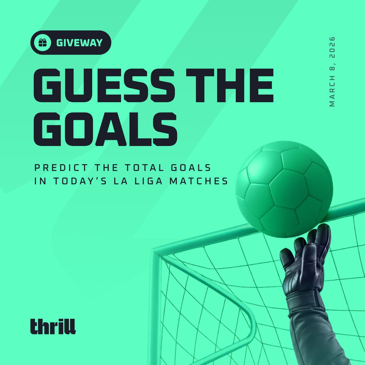 🇪🇸 Spain takes centre stage in today’s Guess the Goals Challenge.

Can you predict the TOTAL GOALS scored across all four games today?

👇 Drop your guess + Thrill username

💰 $20 × 5 random winners with correct guesses

⏳ Entries close 13:00 UTC
 1 guess per player

Good luck!