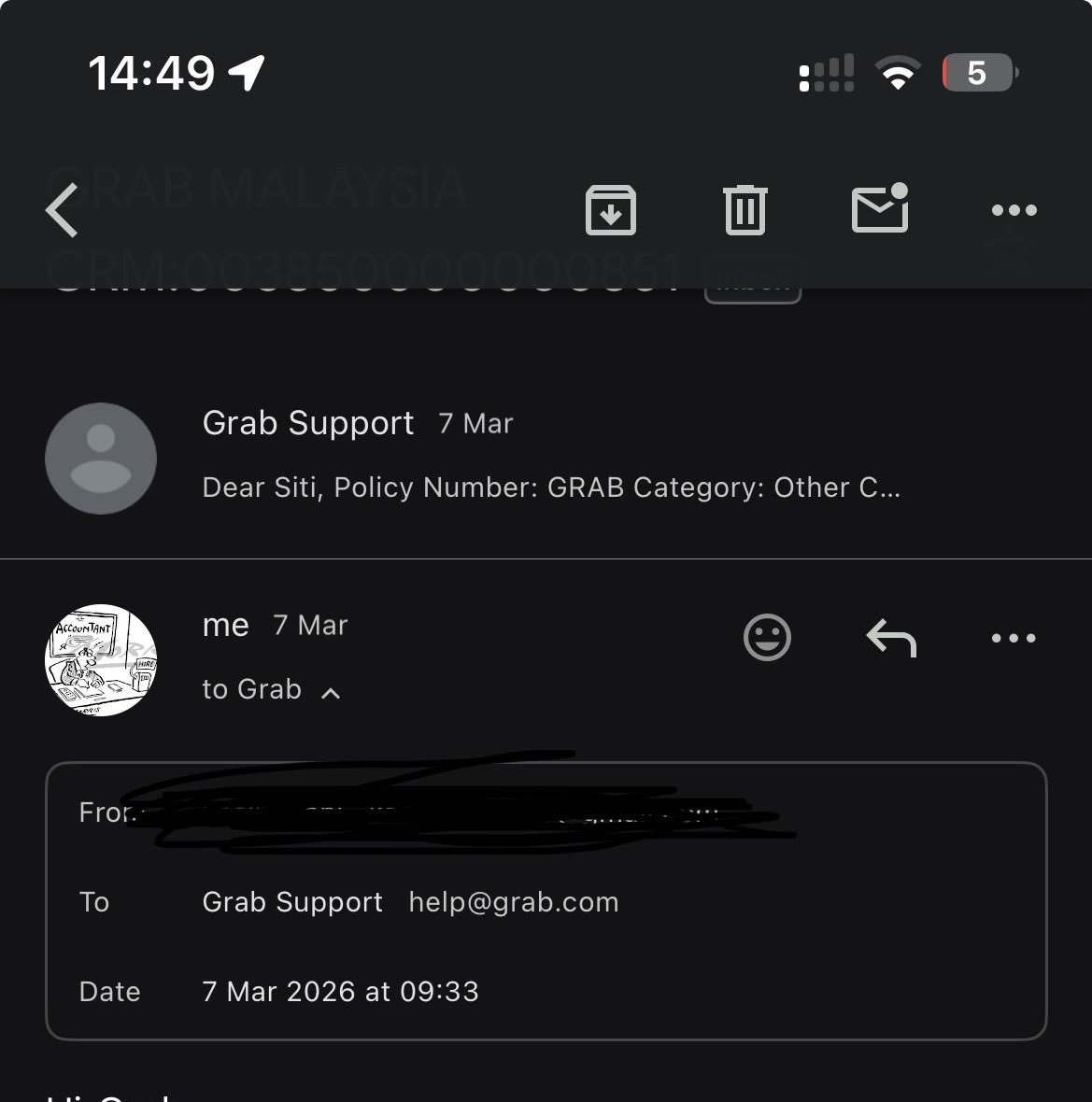 mahmehmoh_'s tweet photo. Hi @GrabMY  tak nak reply email saya ke? 
Saya accident semalam dan semalam saya dah check dekat klinik. Hari nieh badan &amp; kepala saya sangat sakit ... saya nak ke hospital untuk dapatkan rawatan. 

Takkan nak kena pay &amp; claim jugak ??? 

Saya penumpang yaaa !!! https://t.co/kGLH2aUQ8m