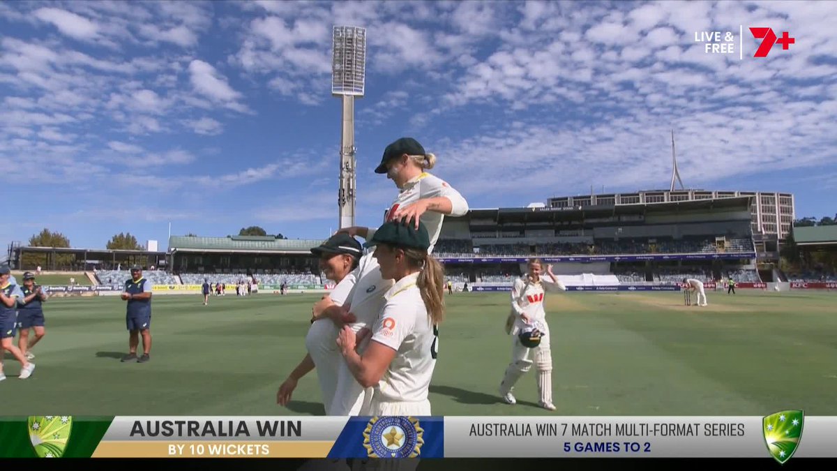 Australian players carrying Alyssa Healy Picture