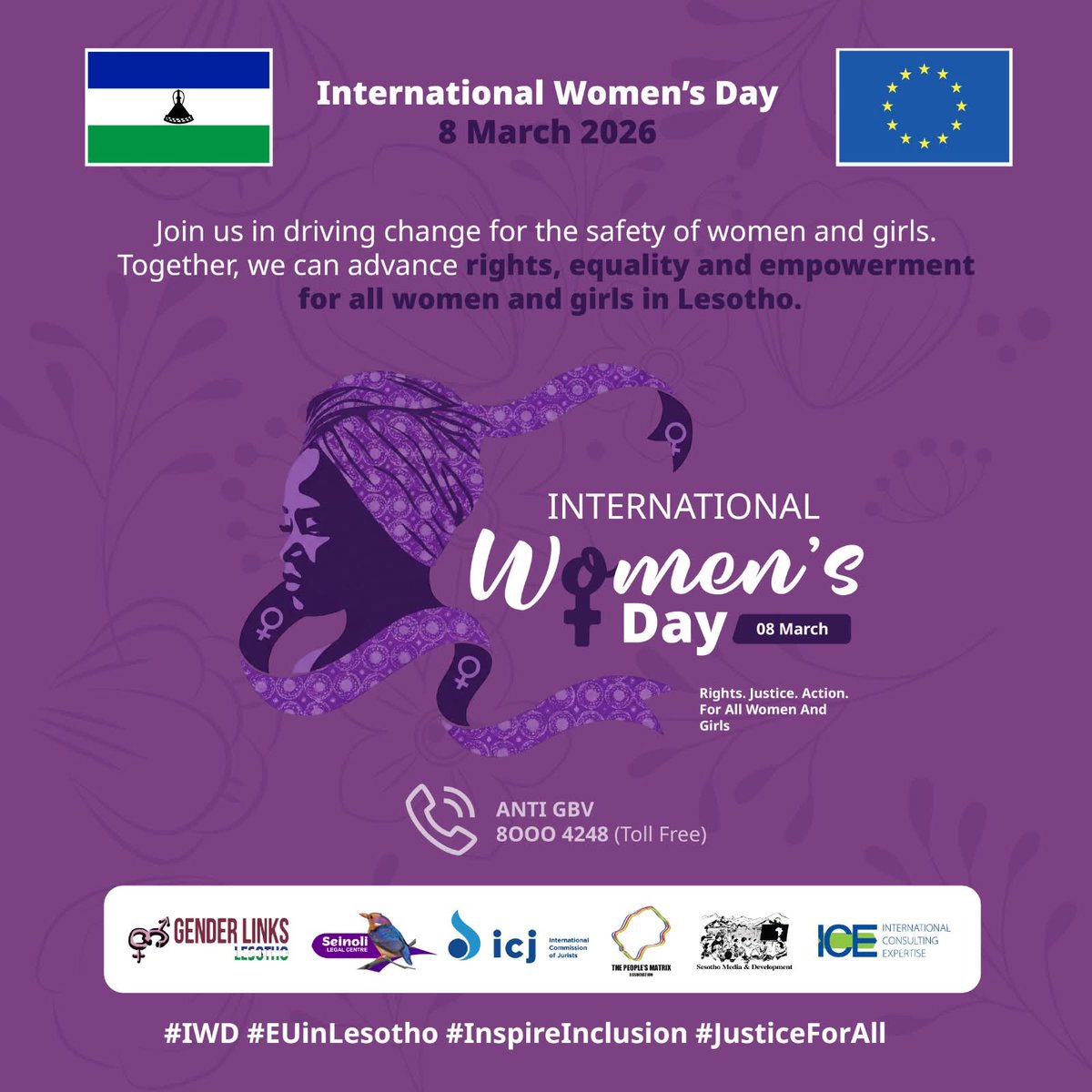 SesothoMedia's tweet photo. Today we honor the strength and resilience of women worldwide. In Lesotho, Gender-Based Violence remains a human rights crisis that demands collective action to break harmful norms and silence. Let’s stand united to #EndGBVTogether. https://t.co/WNhS1uq2D6