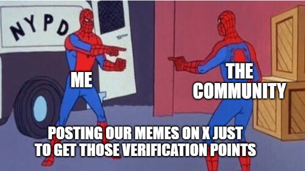 Me and the homies posting our memes on X just to get those verification points. Let’s get this bread! 🍞<a href="/degentokenbase/">Degen 🎩</a>