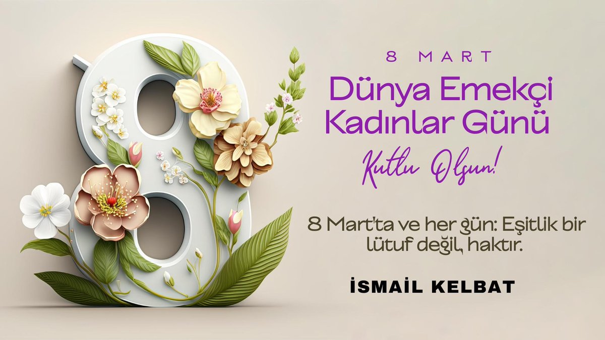 ismailkelbat's tweet photo. 8 Mart'ta ve her gün: Eşitlik bir lütuf değil, haktır. 8 Maert Dünya Emekçi Kadınlar Günü Kutlu Olsun.

#8Mart #8MartDünyaKadınlarGünü https://t.co/K4JYpzZjBD