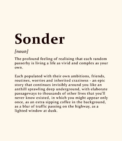 SonderVT_'s tweet photo. I've had too many to count, but I went back to SonderVT (the UN was taken, so I went with an underscore lmao) because it's short and simple.

Also, "Sonder" means this (⬇️) and I want to grow and change in a positive manner. https://t.co/erTD7xZ9Vd