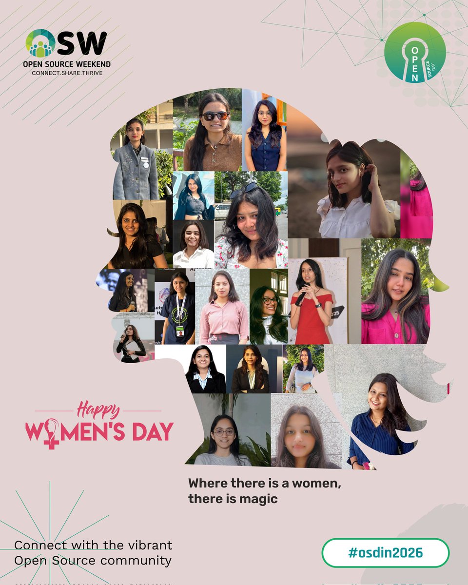 OSWeekend's tweet photo. "Where there is a woman, there is magic"โand groundbreaking syntax! ๐ปโจ
โShoutout to the women of #OSW who lead the way. Keep building the future; it looks better with you in it. ๐
โSee you on 04/04/26! ๐๏ธ
๐ https://t.co/zbUHGxjRiI
โ#OSDIn2026 #WomensDay #TechQueens #OSW https://t.co/dA6j3167DN