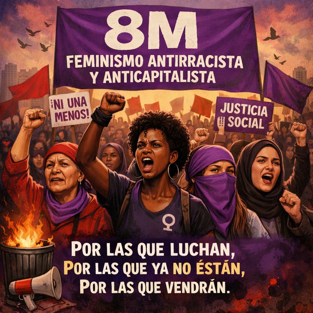 Hoy reivindicamos un feminismo que incomoda, que señala las injusticias y que no se conforma con discursos vacíos.
Un feminismo que entiende que sin justicia social no hay igualdad posible.
Seguimos.
Por todas.
Hasta que vivir con dignidad no sea un privilegio, sino un derecho.