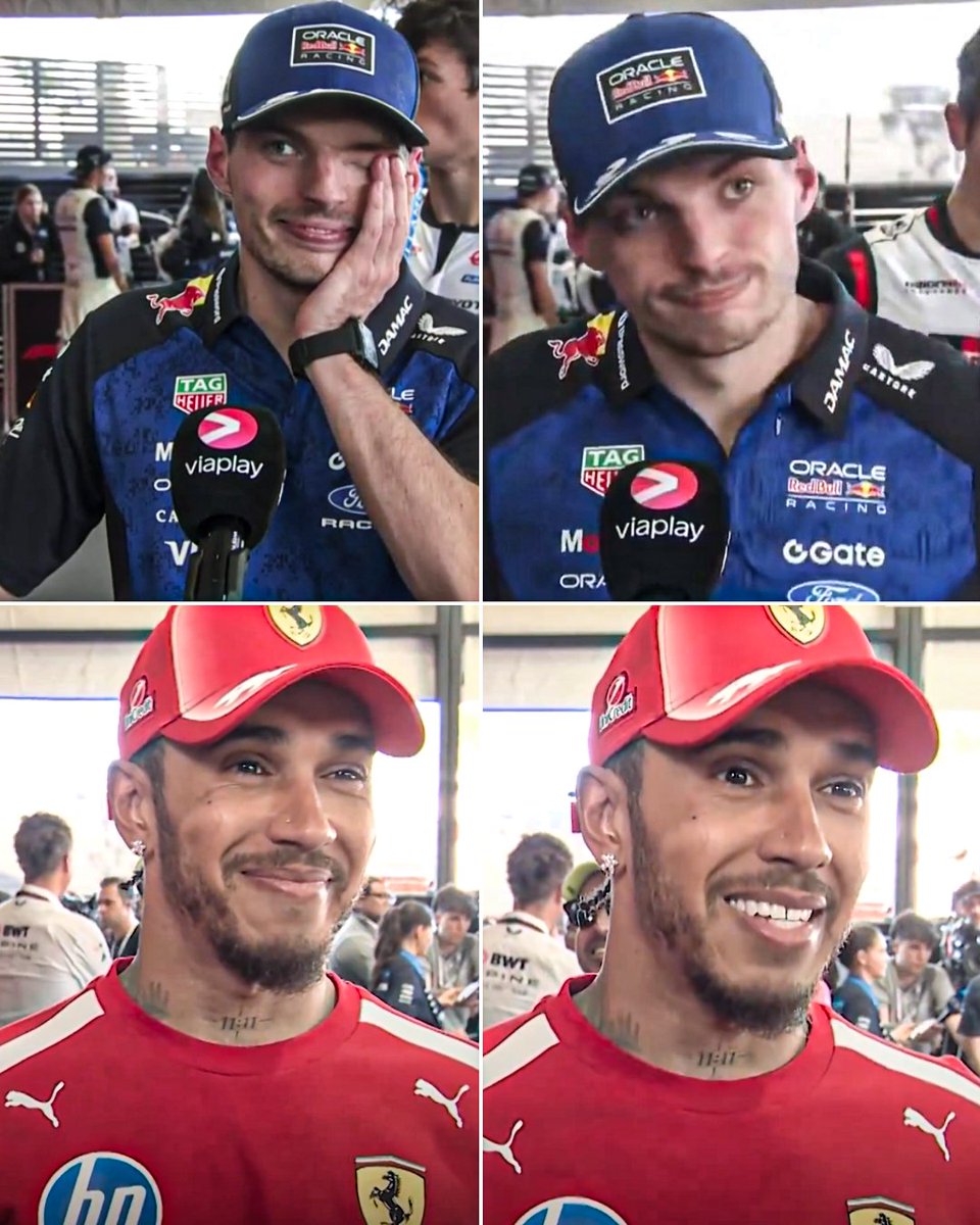 ESPNF1's tweet image. The different between Max and Lewis' reactions after the first race of the season 😭