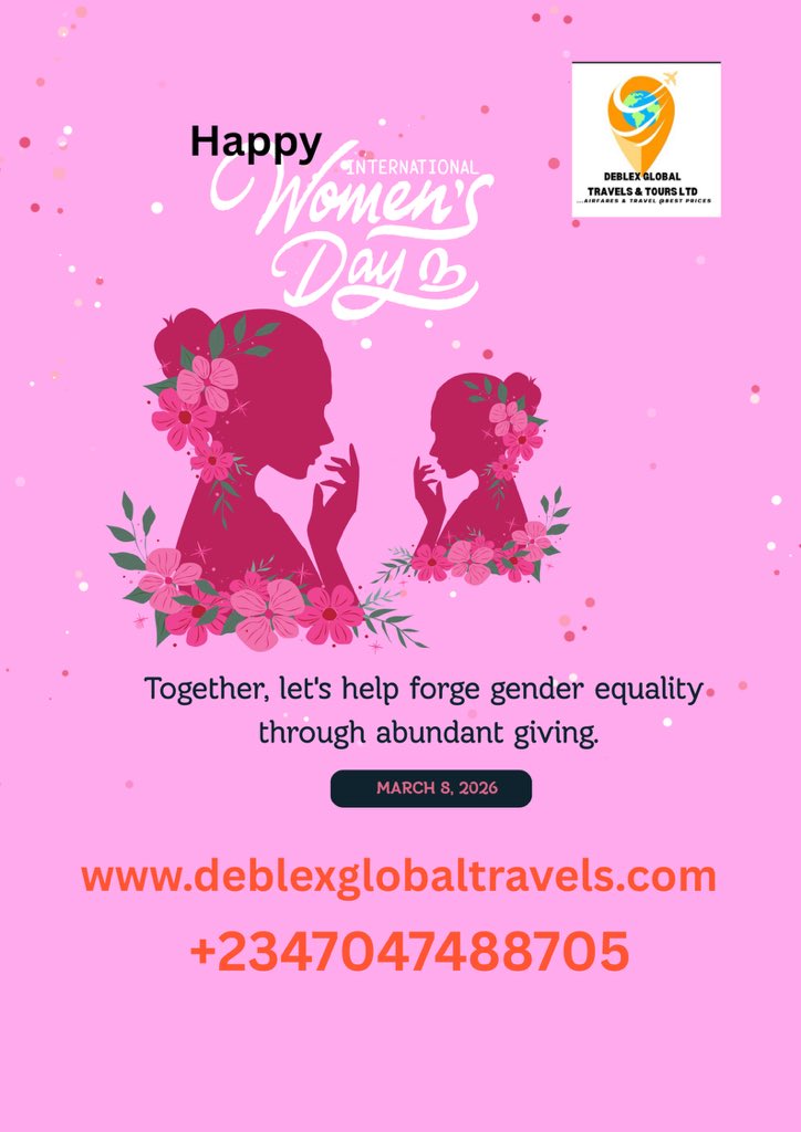 deblexglobal's tweet photo. We join the global community in celebrating international women’s day today .
Together , Let’s help forge gender equality through abundant giving. 
Happy international women’s day from all of us at #DeblexGlobalTravels https://t.co/MoFfmhPhwv