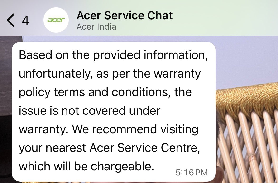 ankitcool1988's tweet photo. @Acer , I would like to formally request a re-evaluation of my recent service case, where the issue has been categorized as physical damage.
Today, when I opened my laptop, the lid felt slightly stuck for a moment. As soon as it opened, I noticed that the screen bezel had cracked https://t.co/OBSWUlF8zv