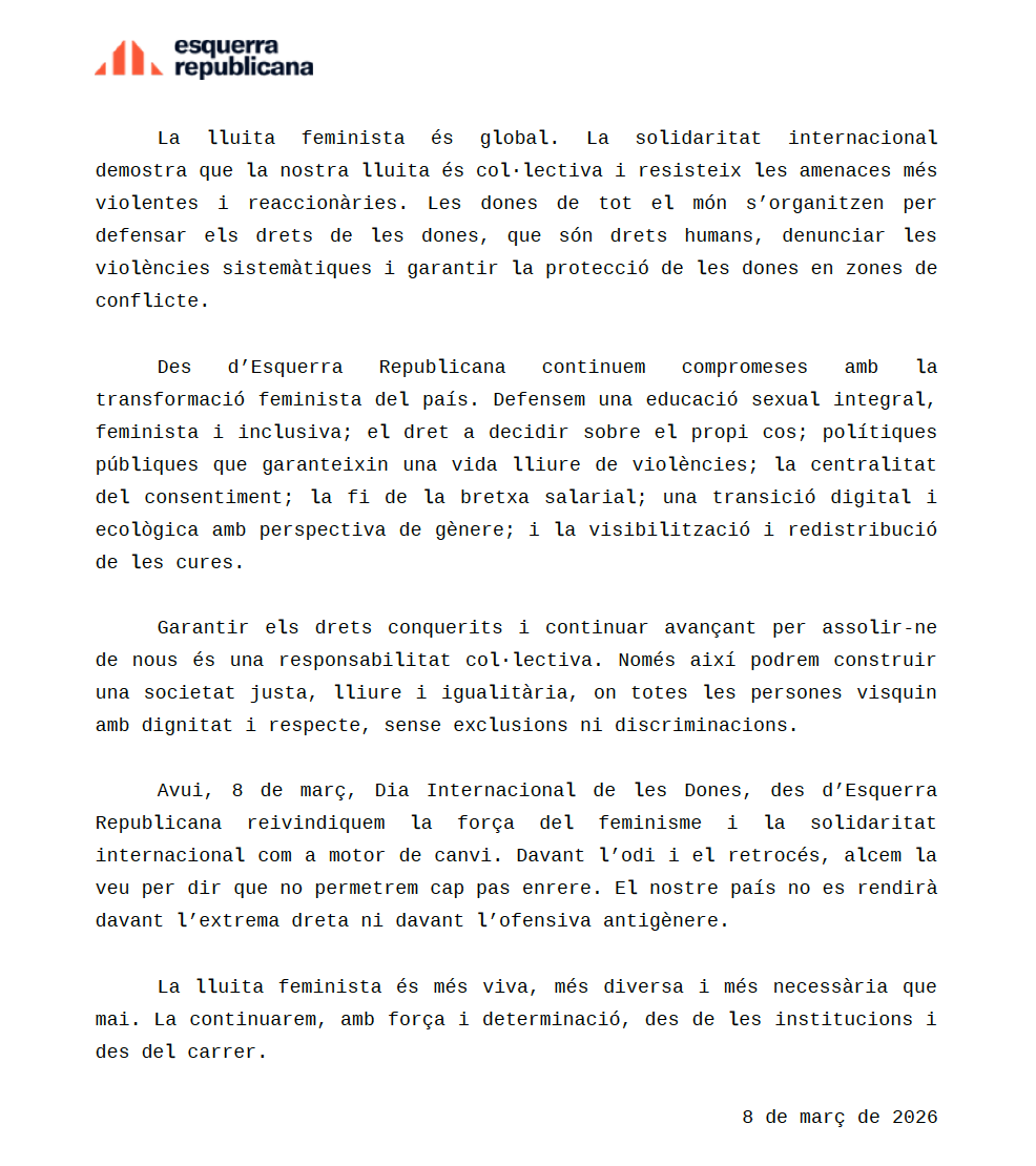 ERC_Borges's tweet photo. La lluita feminista és més viva, més diversa i més necessària que mai. Des d’@erc_borges la continuarem, amb força i determinació, des de les institucions i des del carrer 💜✊🏻

Podeu llegir el manifest d’@Esquerra_ERC pel #8M aquí 🙌🏻 https://t.co/HTCDBlkMEZ