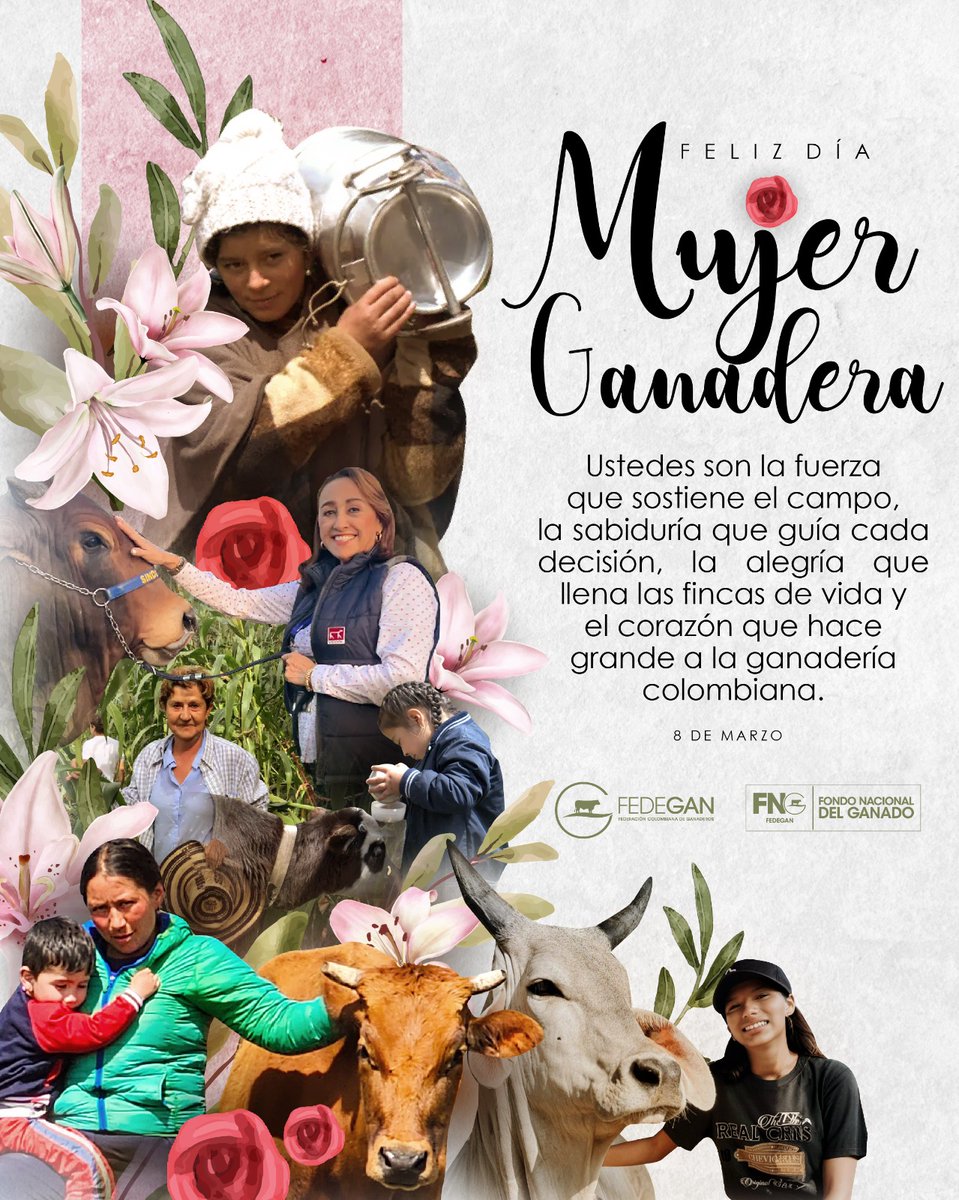 Feliz Día, Mujer Ganadera! ✨

Ustedes son la fuerza, la alegría y la sabiduría que sostiene nuestro campo. Gracias por ponerle el corazón a cada rincón de nuestras fincas y hacer de la ganadería colombiana un motivo de orgullo. 🌹🐄

#OrgullosamenteGanaderos