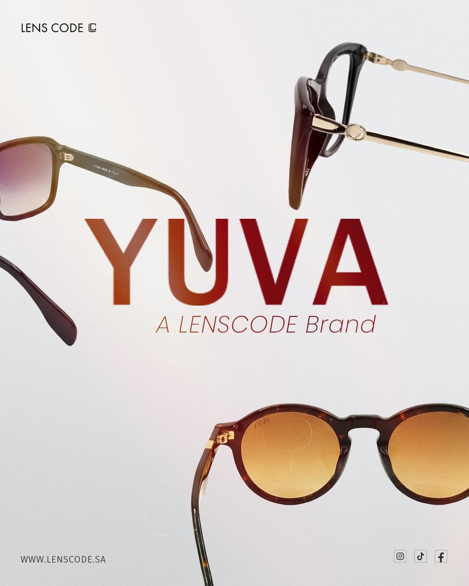 براندنا الخاص ✨
إذا تحب الستايل المميز YUVA لك.
تصاميم حصرية, ستايل عصري وأسعار تنافسية 🖤

#نظارات_يوفا
 #نظارات_عصرية 
#lenscode 
#الرياض
 #السعودية