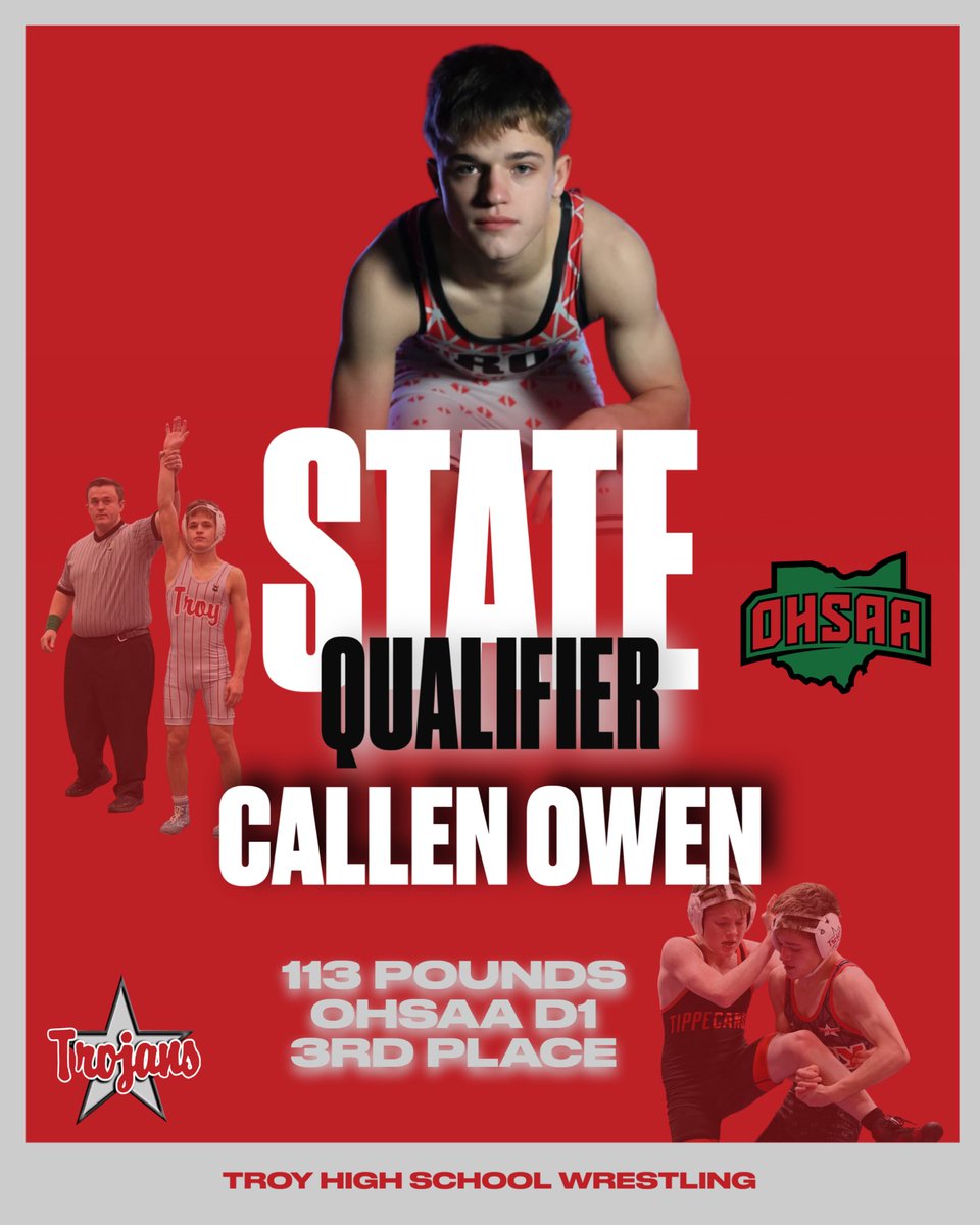 troyhstrojans's tweet photo. Four Trojan Wrestlers punched their ticket to the state tournament after the District Championships at Trent Arena! 

The four will travel to Columbus next weekend to compete in the OHSAA Division I State Championship! https://t.co/LEmOi4ebpZ