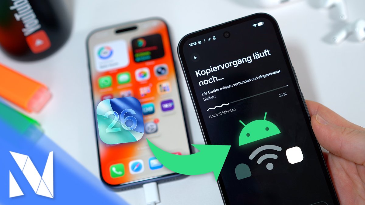 NilsHendrikWelk's tweet photo. Seit iOS 26.3 bietet Apple die Option einfach vom iPhone alle Daten auf ein Android-Gerät zu übertragen 📱👌🏼 Wie das genau geht und was ihr dabei beachten müsst, zeige ich euch jetzt in meinem neuen Video! 🚀 #iOS263 #Transfertoandroid 
--> https://t.co/uaQn3SGgHV https://t.co/aj0dKn0Q1J
