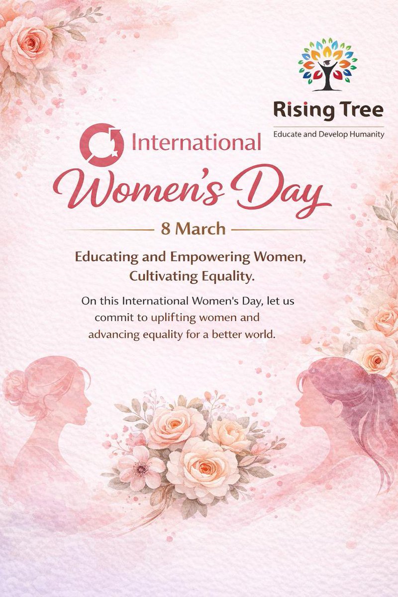 RisingTreeF's tweet photo. Happy International Women’s Day!
Rising Tree Foundation celebrates the strength and resilience of women and girls. Let us continue working together for equality, dignity, and a safer future for every child and community.
#InternationalWomensDay2026 #EmpowerWomen #RisingTree https://t.co/8Qv5p6t0c0