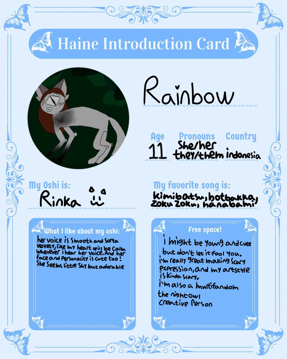 R41nb0wch4n926's tweet photo. Also that my pronouns is she/her, they/them, he/him. Anyone can use my username names like Rowan or Hester and Rainbow. #hainetwt @siitamoots https://t.co/lBIPz02Odq