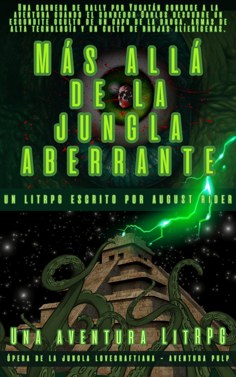 Cthulhu_Coffee's tweet photo. #LITRPG #español #Mexico #Yucatan 

En el corazón de Yucatán acechan ruinas y secretos extraños. Carlos y su abuelo se suben a un Ford Fiesta armado a mano y aceleran a fondo en la carrera ilegal de su vida, directo al cráter de Chicxulub y aún más profundo en territorio peligroso.

El copiloto: el abuelo de Carlos, un hombre misterioso —imperturbable, indestructible, con botellas de cobalto que guardan secretos alquímicos, una magia de los viejos caminos y los antiguos dioses.

Carlos debe enfrentarse a un cártel con un ejército de mercenarios y armamento ultra-tecnológico, un culto de brujas shan hambriento de huéspedes, un lich maya no-muerto que emerge de las ruinas de Tikal, y Ollie, cuyo Porsche superior oculta algo monstruoso.

Tormentas solares funden los medidores y glifos azules forman interfaces en el parabrisas: el Sistema Aberrante despierta. Sin salida. Sin reaparición. Conducir se convierte en una lucha desesperada por sobrevivir.

Carlos tiene que dejar atrás los horrores de la selva, burlar al cártel, escapar del abrazo seductor del culto de brujas, rescatar a su abuelo y superar a su archienemigo para arrebatar la victoria de las fauces hambrientas de Yucatán.