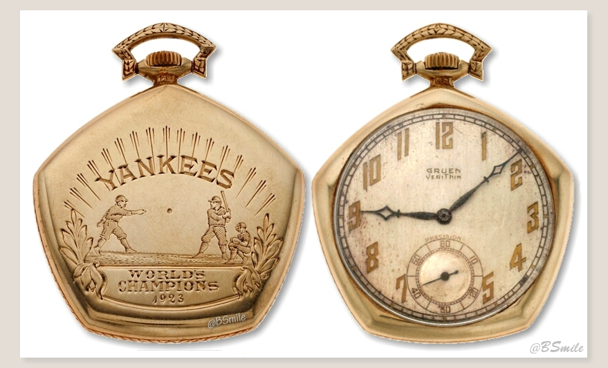 BSmile's tweet image. It's time to #SpringForward! ~ Set your clocks &amp;amp; watches ahead one hour! (Rare 1923 New York #Yankees World's Champions Gold Pocket Watch) #MLB #Baseball #DaylightSavingsTime #DaylightSavingTime
