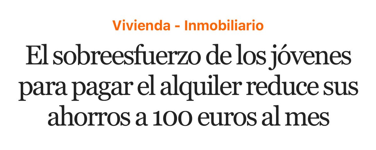 volatilitysfray's tweet photo. Ahorro medio del joven español: 100€ al mes
Precio medio de la vivienda en ciudades como Madrid: 400.000€
Asumiendo (como la mayoría) que dejan la pasta en el banco y una inflación del 0% (JAJA) -> 4000 meses de ahorro = 333 años

Eso es por el Netflix, seguro. https://t.co/46tduWS57O