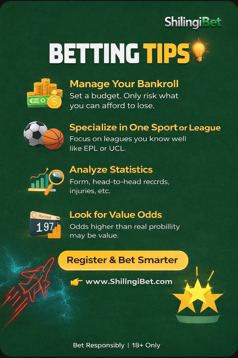 ShilingiBet's tweet photo. 🚀 Bet smarter, not harder!

💡 Winning starts with the right strategy.
Manage your bankroll, analyze stats, and look for value odds.

🎯 Start betting like a pro today!

⚡ Play Aviator  &amp; Sports Betting 👉🏻Instant Withdrawals

👉 Register now: https://t.co/kY3EmcKeee… https://t.co/13XuoBoYkk