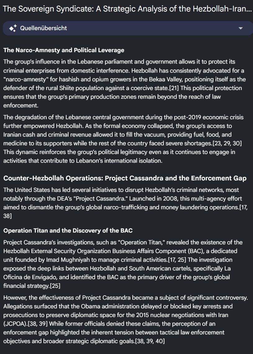 Andreas_Adam's tweet photo. 2/ hundreds of millions of dollars in annual cash and military training. While it presents as a political party, the DEA’s Project Cassandra revealed it operates as a global drug cartel and a sophisticated transnational criminal organization. #Hezbollah #Iran #ProjectCassandra https://t.co/HEXwM1CSHc