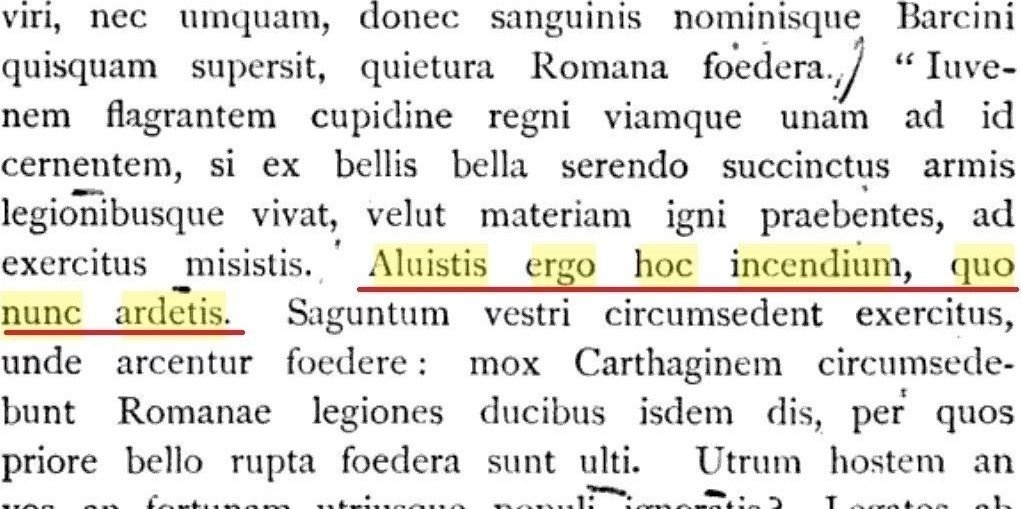 「あなた方が煽った炎で、今はあなた方自身が焼かれているのです (Aluistis ergo hoc incendium, quo nunc ardetis)」　リーウィウス『ローマ建国史』より