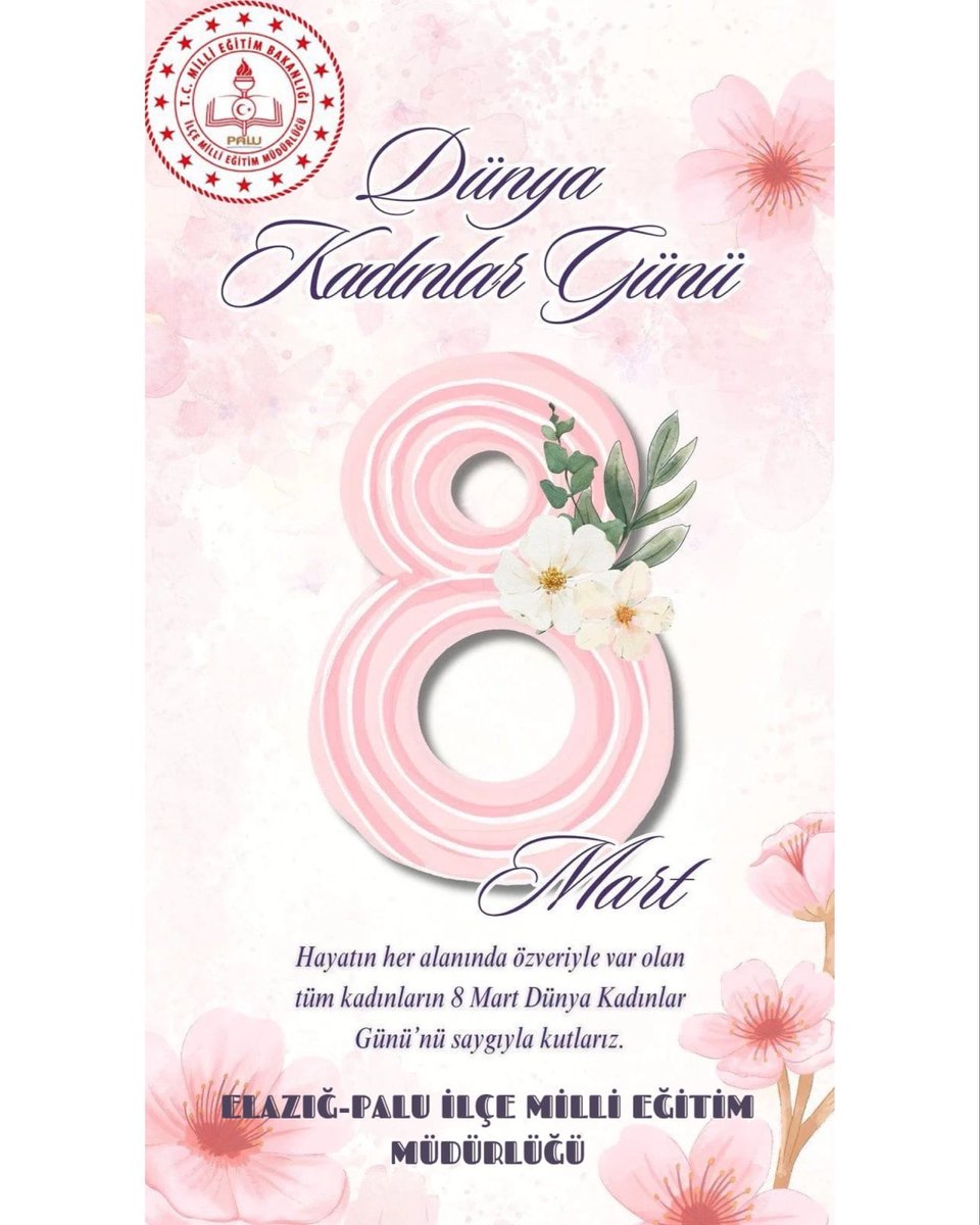 Hayatın her alanında emekleri ve fedakârlıklarıyla topluma değer katan tüm kadınlarımızın  8 Mart Dünya Kadınlar  Günü'nü kutluyoruz. 🌸 
<a href="/tcmeb/">Millî Eğitim Bakanlığı</a> <a href="/elazigmem/">Elаzığ İl Мillî Eğitim Müdürlüğü</a>