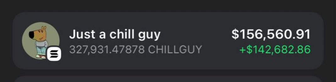 Happened in Q4 2024

Ran my Trading Port down to 2 $SOL, on the verge of taking a break off memes and just focus on DeFi &amp; others.

Decided to try out with Chillguy

Bought with what's left of my Port

Turned to over $156K at Exit....

It was the Greatest comeback I've ever had!