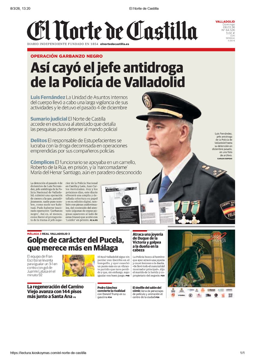 El valor y la importancia del #periodismo de investigación. Trabajazo de <a href="/Munoz_Alvaro/">Álvaro Muñoz</a> y <a href="/jsantarenh/">Jenifer Santarén</a> y la apuesta de <a href="/nortecastilla/">El Norte de Castilla</a> por desvelar  la corrupción del jefe antidroga de la <a href="/policia/">Policía Nacional</a> de #Valladolid ⤵️