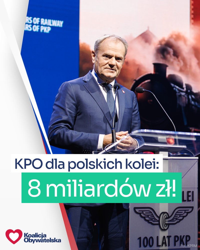 Rok 2026 to Rok Polskiej Kolei 🚄  

Pieniądze z Unii wspierają jej rozwój - z KPO trafiło dotychczas na ten cel aż 8️⃣ mld zł ✅