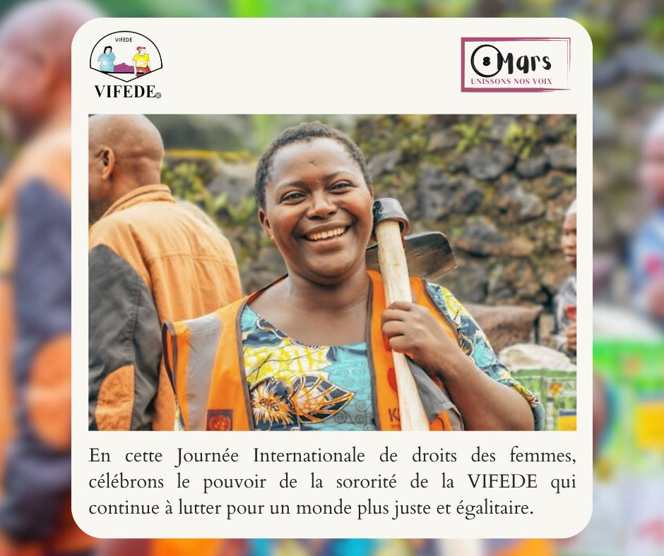 Vifederdc1's tweet photo. #JIF2026 : En cette Journée Internationale de droits des femmes, célébrons le pouvoir de la sororité de la VIFEDE qui continue à lutter pour un monde plus juste et égalitaire.

#JIF2026
#Mars2026 https://t.co/sCMdC3Lvg9