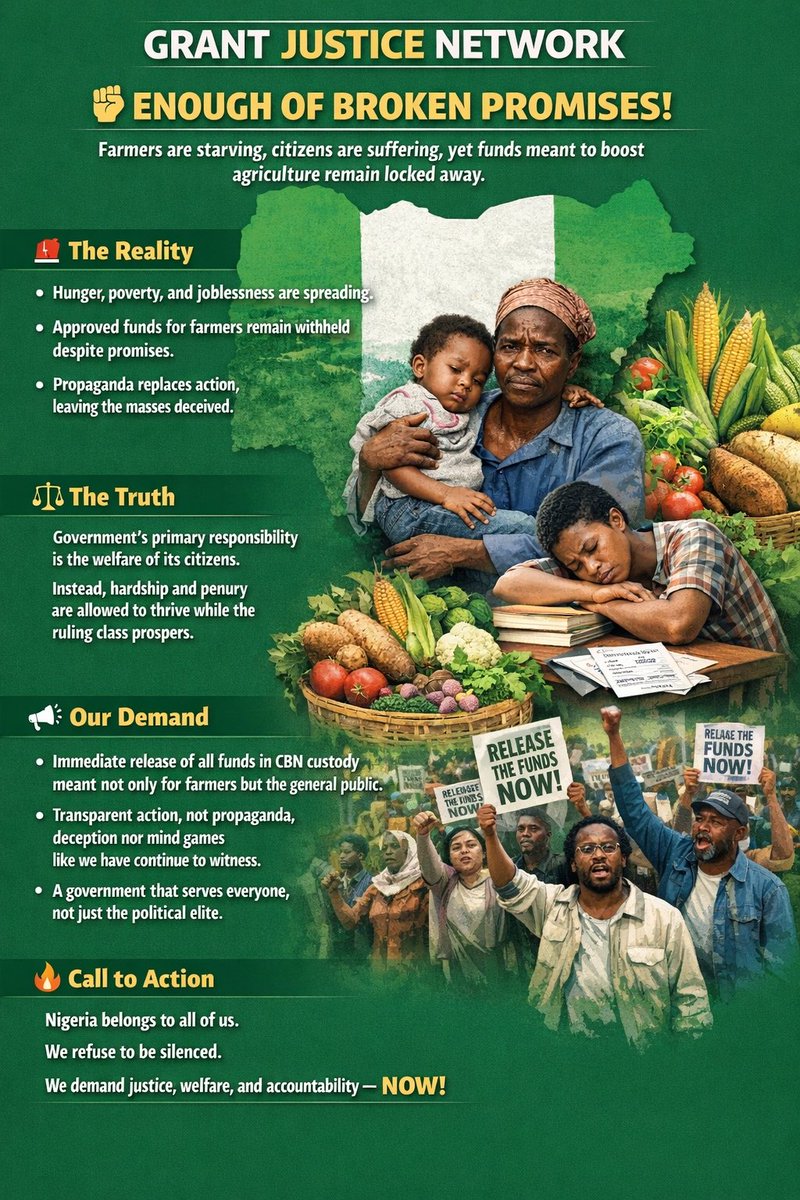 ⚠️ <a href="/officialABAT/">Bola Ahmed Tinubu</a> <a href="/SenRemiTinubu/">Sen Oluremi Tinubu, CON</a>
We respectfully call your attention:  
Approved funds remain locked in CBN custody while citizens suffer.  
This is not governance. This is neglect.
We demand transparency and immediate release of the funds.  
<a href="/cenbank/">Central Bank of Nigeria</a> <a href="/olayemicardoso1/">Olayemi Cardoso</a> <a href="/IMFNews/">IMF</a>