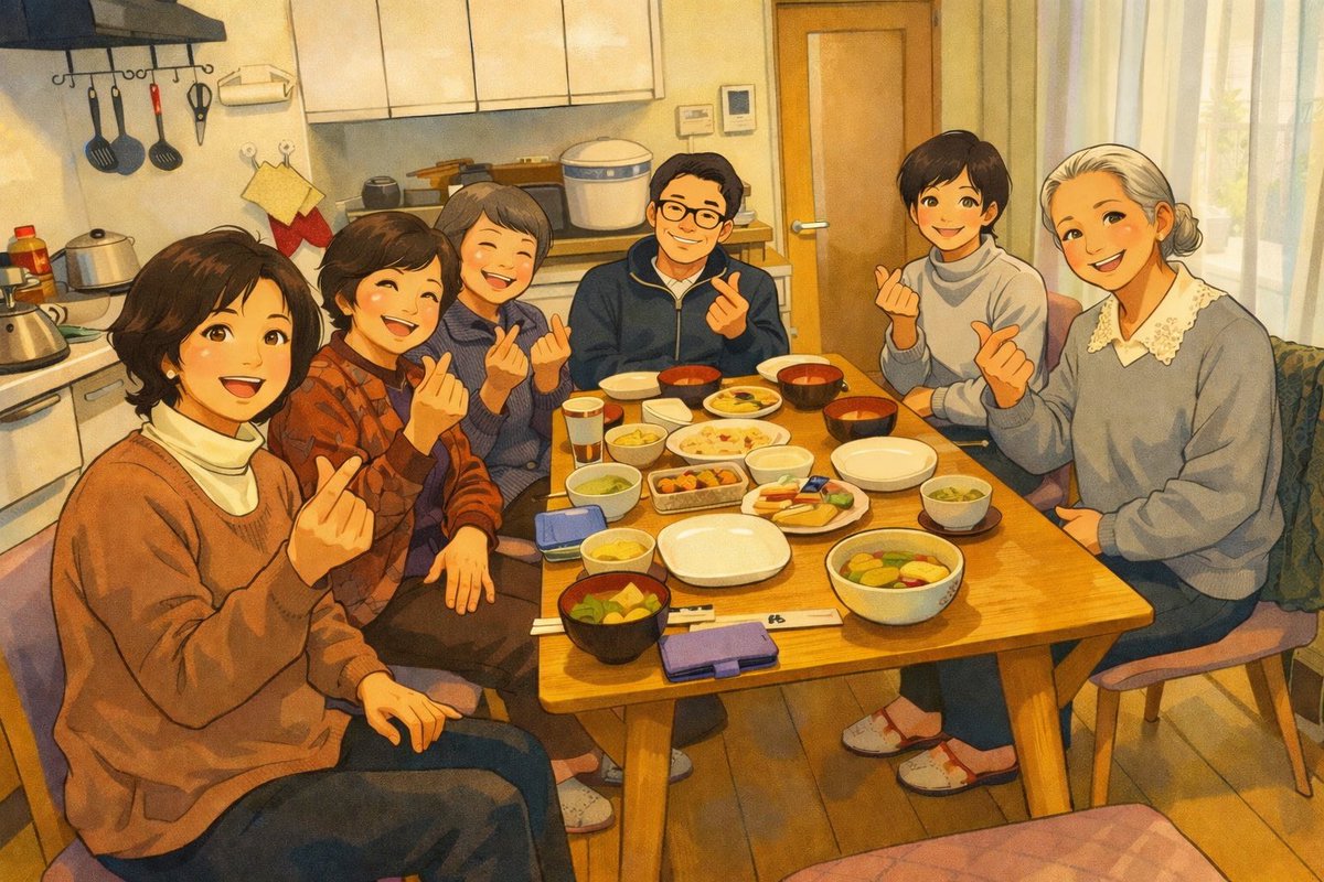 解散命令後の日曜日、あちらこちらから家庭礼拝のポスト、良いですね💕🤗
わが家でも地域の方々5名が集い、礼拝と食事をしました。
イラストにしてみましたが、まるでダイニングに集まった家族のよう😁

1日最低1回は笑って、夜は涙で祈祷しながら、新しい1週間を感謝で出発します😇💪
#中断なき前進