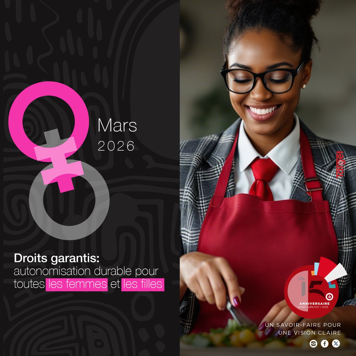 Target_SARL's tweet image. Chez @Target_SARL, les #femmes jouent un rôle important dans la formulation des #insights #stratégiques.

 Joyeuse journée internationale  des droits des femmes à toutes.

#PourToutesLesFemmesEtLesFilles #JIF2026 #IWD2026 #Insight #Target