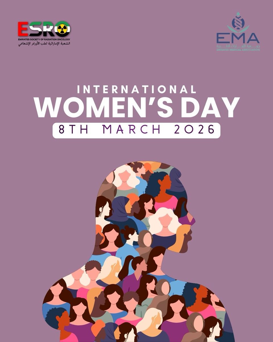 EmiratesRO's tweet photo. This International Women’s Day, Emirates Society of Radiation Oncology celebrates the women whose dedication and expertise advance radiation oncology and improve the lives of cancer patients

Honoring their impact in shaping the future of cancer care

#InternationalWomensDay2026 https://t.co/Lhvl0LWhmJ