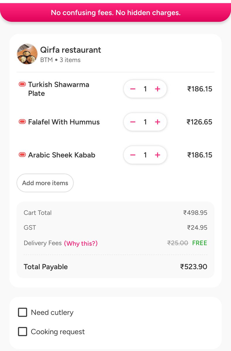 Autobutt27982's tweet photo. How @Swiggy and @zomato is looting our money. I plan to make this a series and this is the first post. 

Apps used - Ownly, Swiggy, Zomato 

Same order but with an eye watering markup of 70% by Swiggy and Zomato. @SwiggyCares @zomatocare Care is just in your usernames. Looters! https://t.co/uP70HZElMP