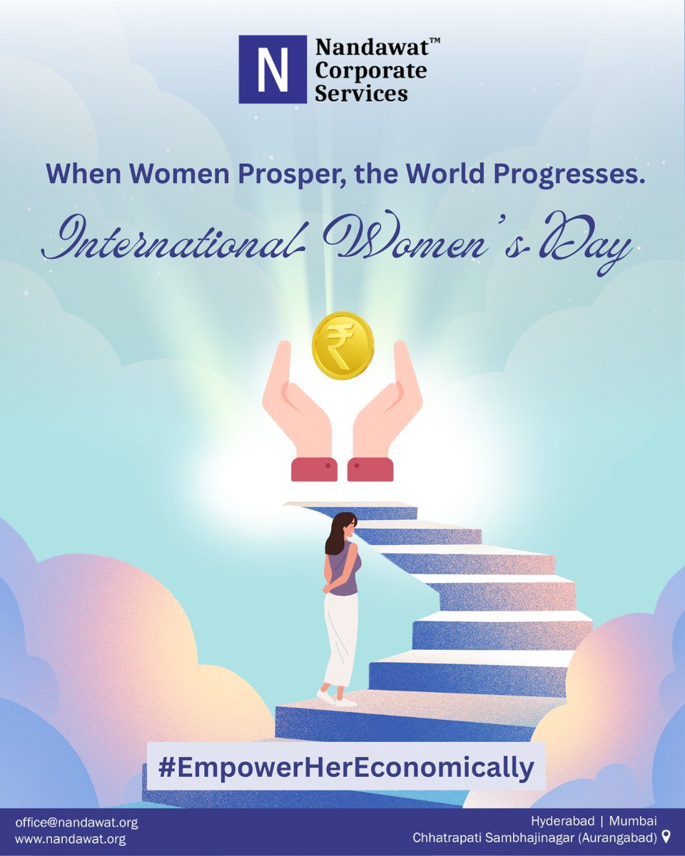 NandawatCS's tweet photo. When women gain financial strength, they create stronger families, businesses, and communities. This Women’s Day, let’s celebrate and support the journey towards financial independence and economic empowerment for every woman.

#InternationalWomensDay #EmpowerHerEconomically #WomenEmpowerment #FinancialIndependence #WomenInFinance