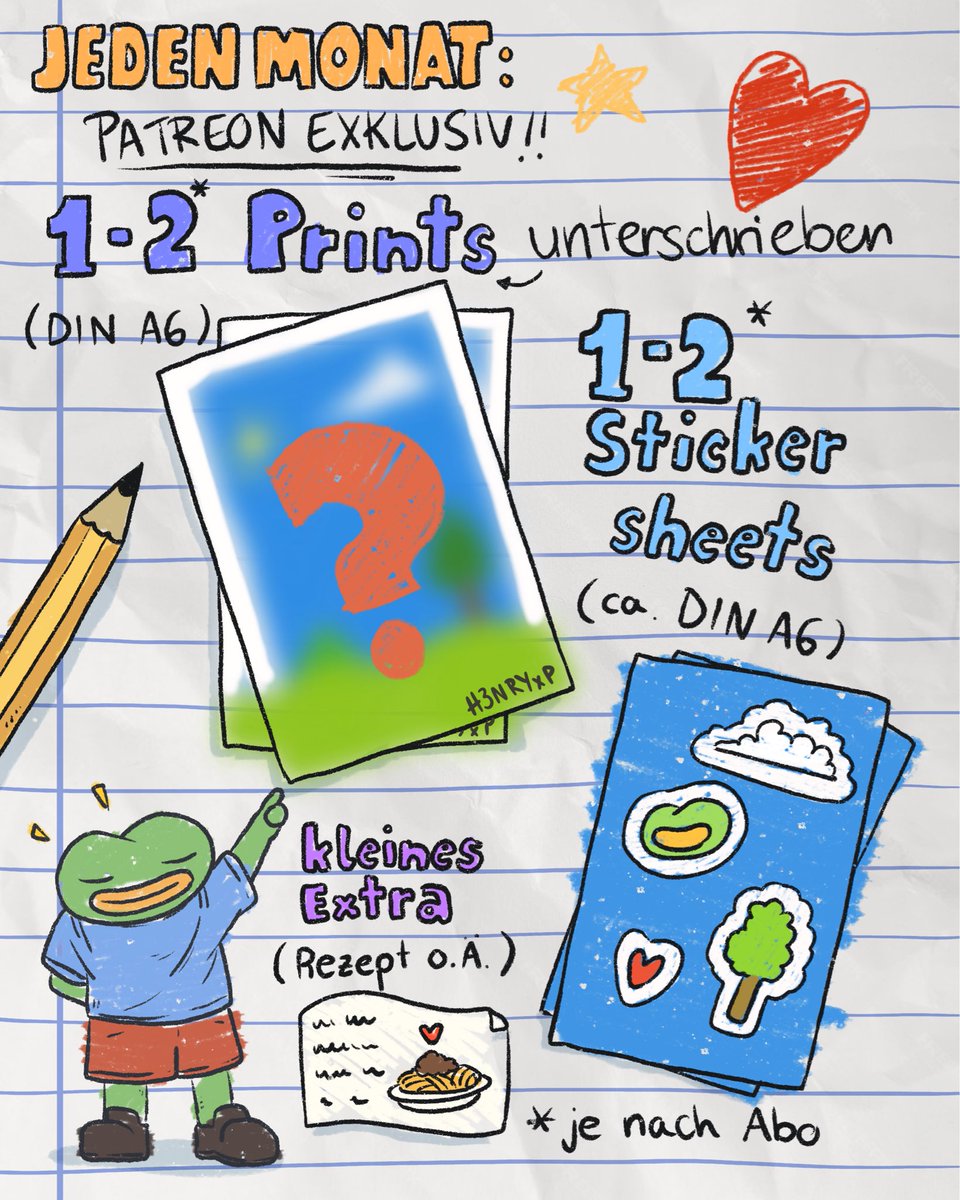h3nryxp's tweet photo. Werbung - Habe meinen eigenen Mail Club gelaunched, bei dem ihr jeden Monat exklusive Artworks von mir kaufen könnt 🐸 Link dazu ist in der Bio, bin gespannt was ihr sagt ♥️ https://t.co/m9OddOqw7V