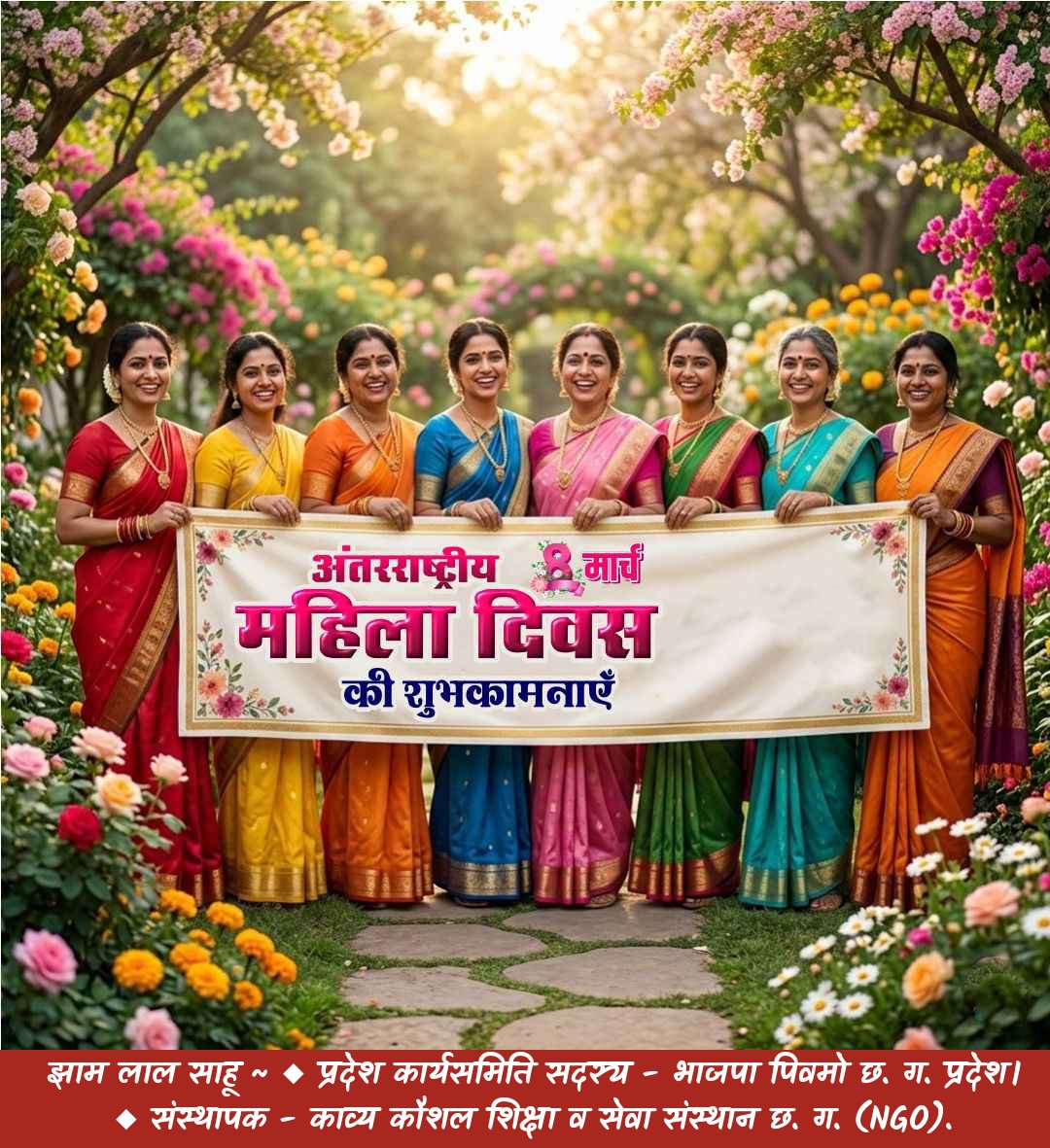 jham_sahu's tweet photo. 08/03/2026 ~ #अन्तर्राष्ट्रीय_महिला_दिवस के अवसर पर नारी शक्ति का अभिवादन एवं सभी महिलाओं को हार्दिक शुभकामनाएं।

एक सशक्त समाज के निर्माण के लिए नारी शक्ति के सम्मान का संकल्प लें। https://t.co/Mq1w1Ptgky