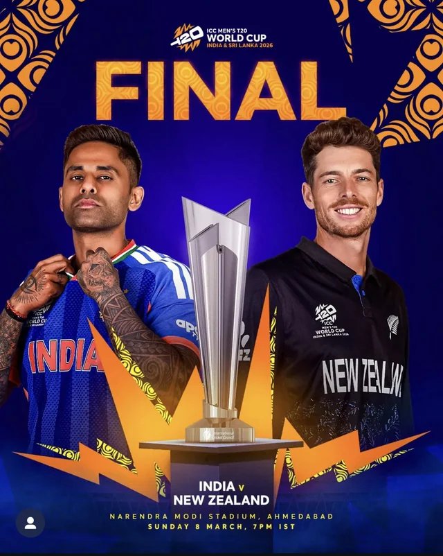 ucy5151's tweet photo. फाइनल का दिन आ गया... 

इंडिया 🇮🇳 vs न्यूजीलैंड 🇳🇿  के बीच टी20 वर्ल्ड कप ट्रॉफी के लिए आखिरी टक्कर होगी.

आपको क्या लगता है कौन बनेगा चैंपियन? कौन बनेगा गेम चेंजर?

#INDvNZ #WorldCup2026  #INDvNZ https://t.co/RtLYFtiJYS