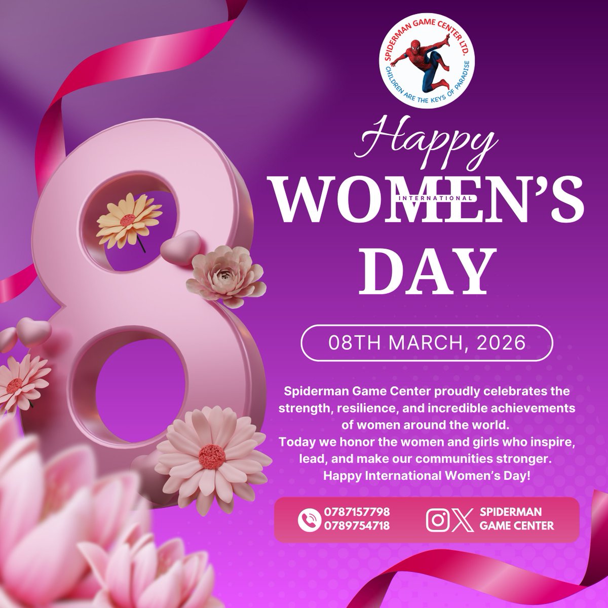 spidermancenter's tweet photo. Happy International Women’s Day 🌷🌸 https://t.co/18q8y9wvPd