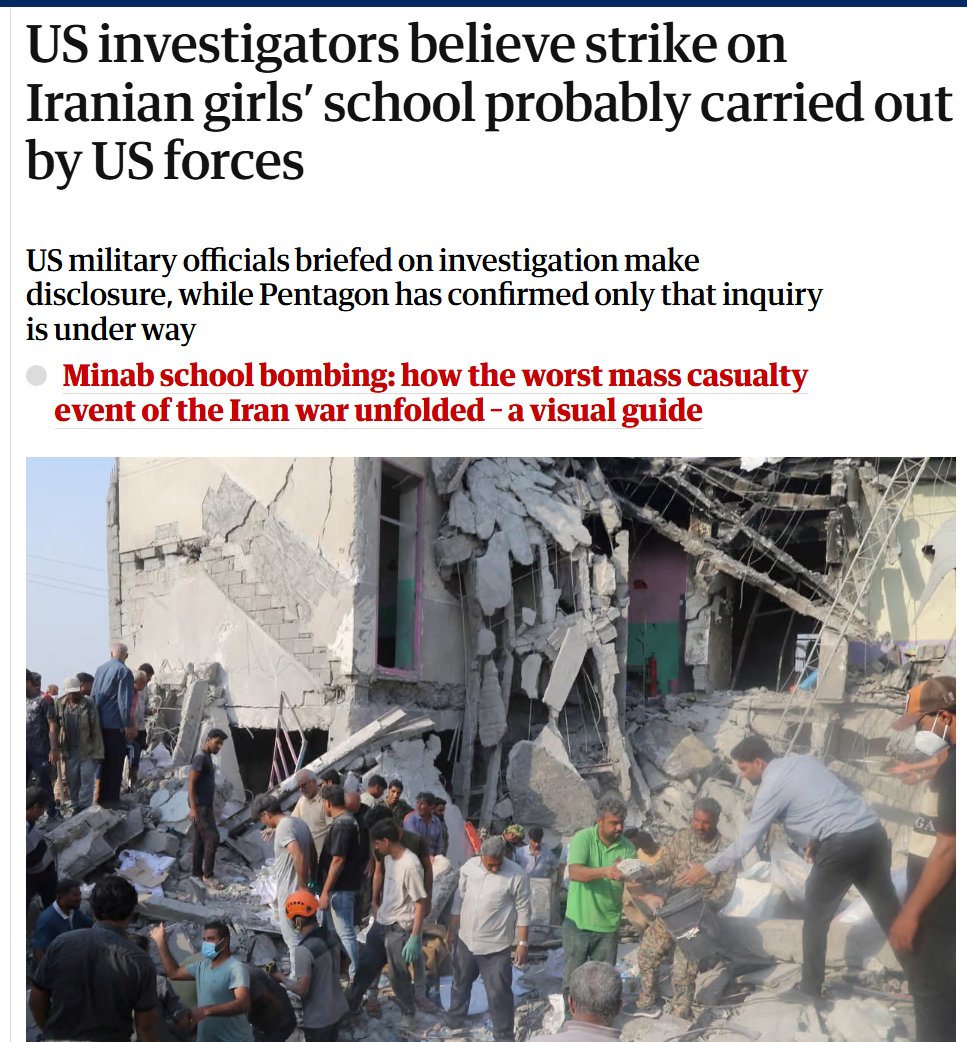 zhao_dashuai's tweet photo. It's quite insulting how they say "probably", when it's a known fact that the US bombed that Iranian school.

The US air force used JDAMs in that attack, it's very accurate and the USAF itself would've had a record of the coordinates hit.

They KNOW for a fact they bombed a school, yet they are acting as if unsure.