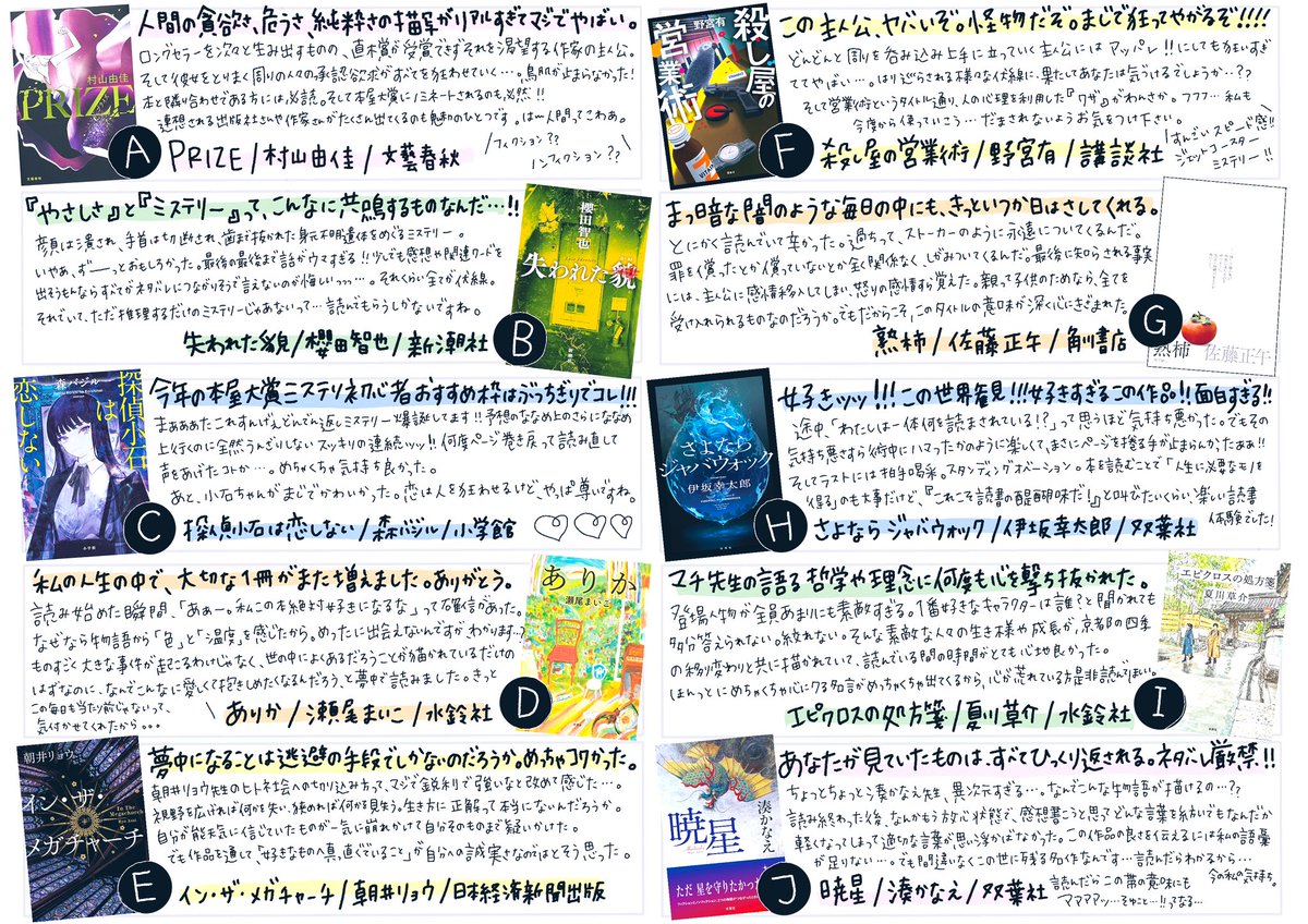 今年もやっとやっと完成しました！！
第4回本屋大賞ノミネート作品マッチングフローチャート！！
みなさまの大事な出会いに繋がりますように……
第1〜3回もツリーにしますのでぜひ過去のものもご覧ください🥰

また誤字脱字などあればご指摘くださいませ🙇‍♀️

#2026年本屋大賞
#読書
#読書マッチング